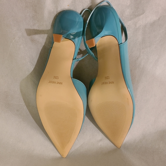 SOLD!!!!Nine West Women's Mollie Half d'Orsay Pump in Light Blue Patent Sz 12 - Picture 7 of 9